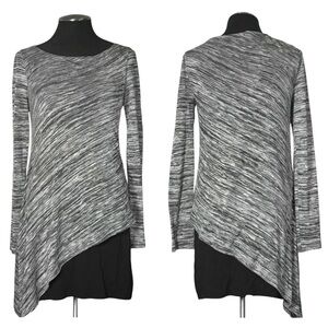 🆕 White House Black Market – Gray Long Sleeve Layered Stretch Top – Small